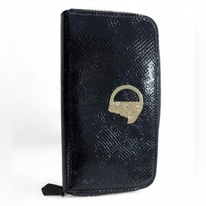 Versace Woman’s Black Patent Zip Around Wallet